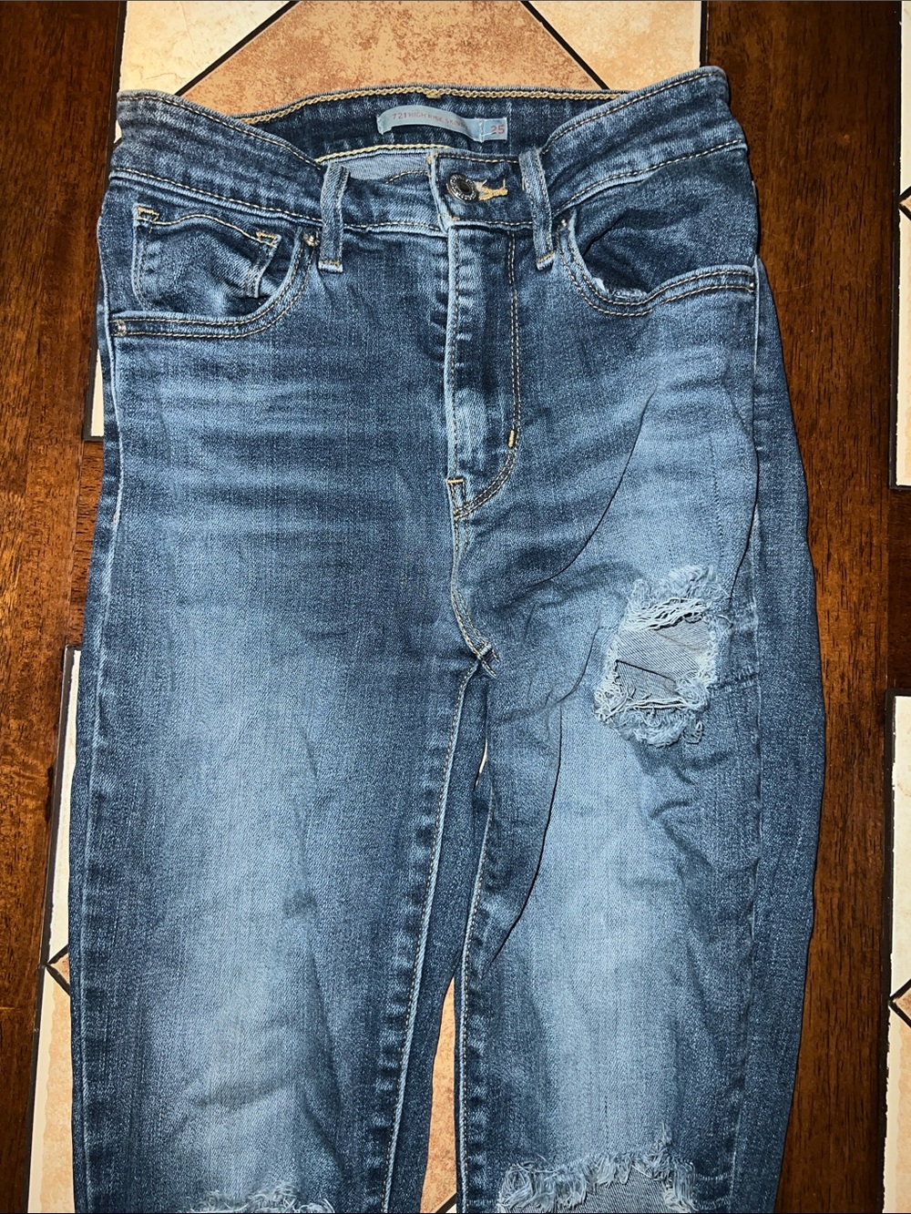 Levi's Women's High-Rise Faded Blue Ripped Jeans